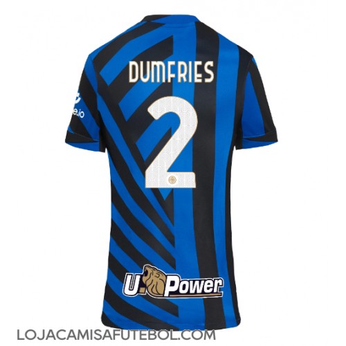 Camisa de Futebol Inter Milan Denzel Dumfries #2 Equipamento Principal Mulheres 2024-25 Manga Curta